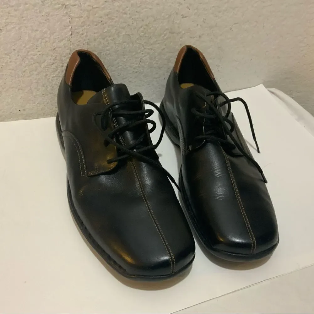 Cole Haan Black Leather Zeno Lace Up Mens Oxford Loafer Dress Shoes